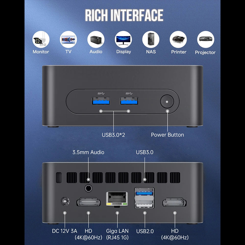 MLLSE G3 Mini PC Intel N100 CPU DDR4 16GB RAM 512GB SSD WiFi5 BT4.2 Windows 11 Mini Desktop Computer