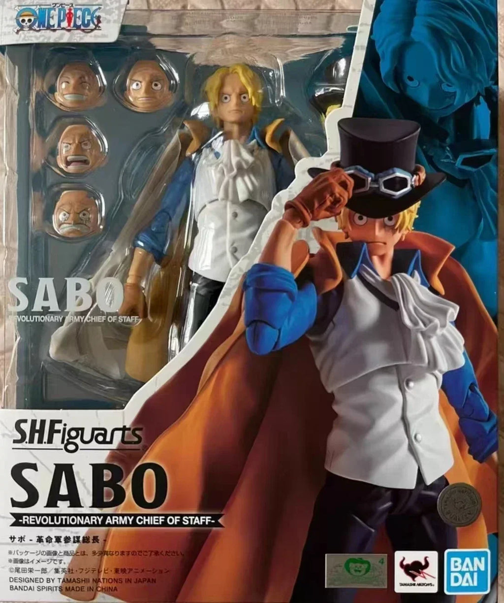 In Stock ONE PIECE PORTGAS.D.ACE SABO Luffy Bandai S.H.Figuarts SHF Model Kit Action Figures Model Toy Gift for Children