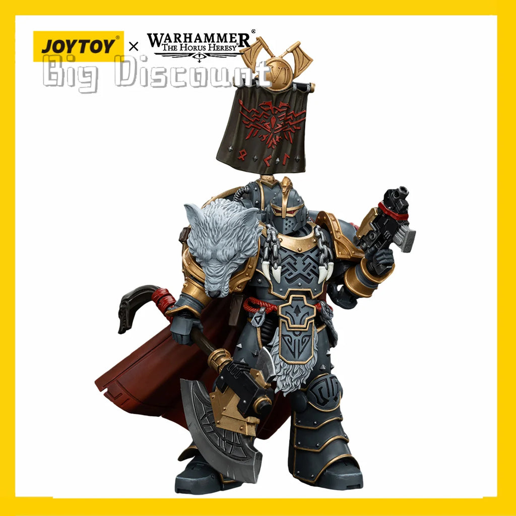 [IN STOCK] JOYTOY Warhammer 30K 1/18 Action Figure Space Wolves Legion Praetor with Power Axe and Combat Shield Model