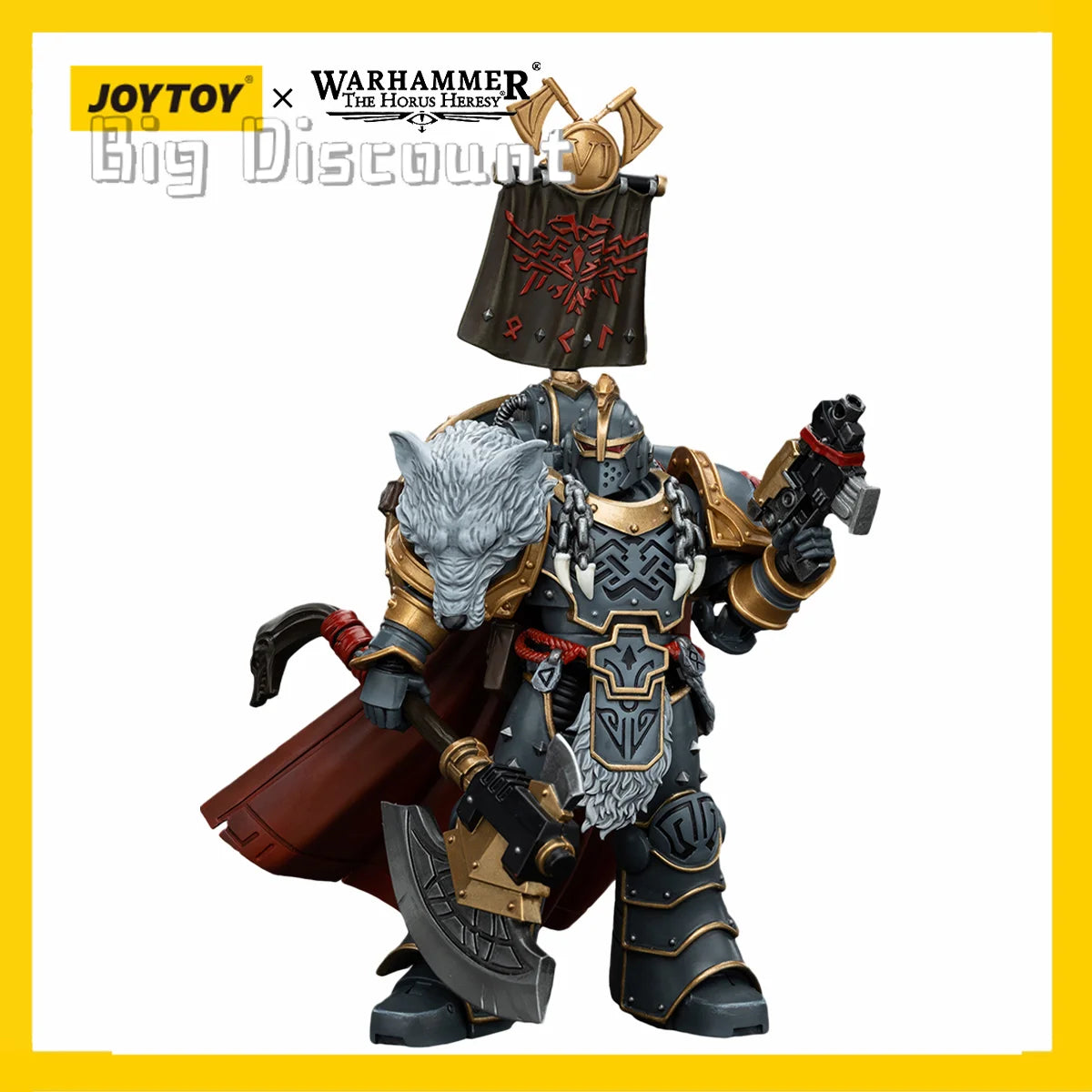 [IN STOCK] JOYTOY Warhammer 30K 1/18 Action Figure Space Wolves Legion Praetor with Power Axe and Combat Shield Model