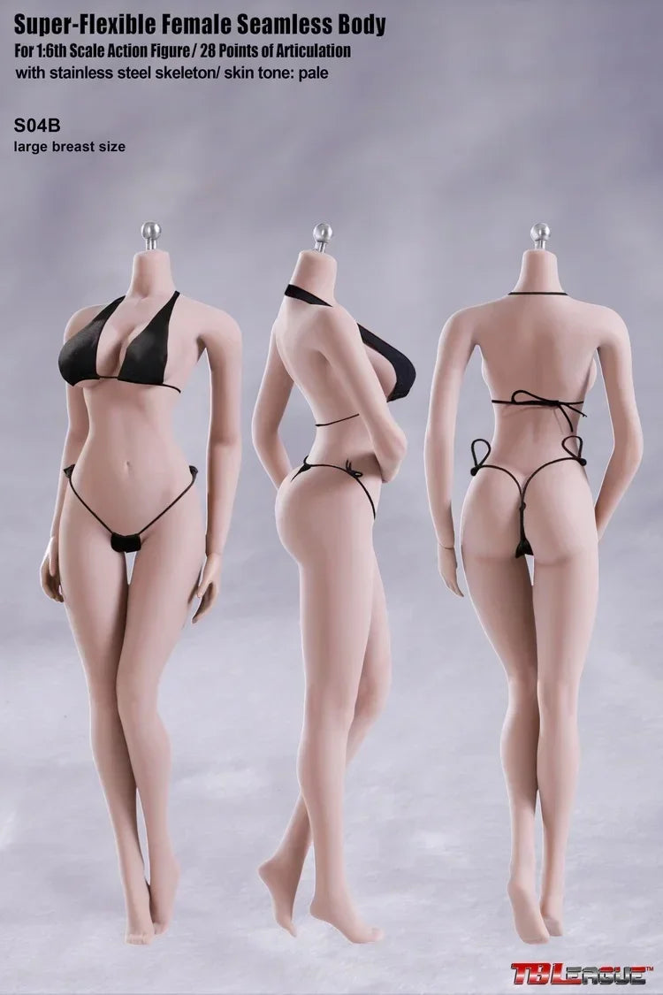 TBL S04 S01 S19 1/6 Female Super-flexible Body Doll Phicen Stainless Steel Skeleton Suntan Pale Large/small Breast Action Figure