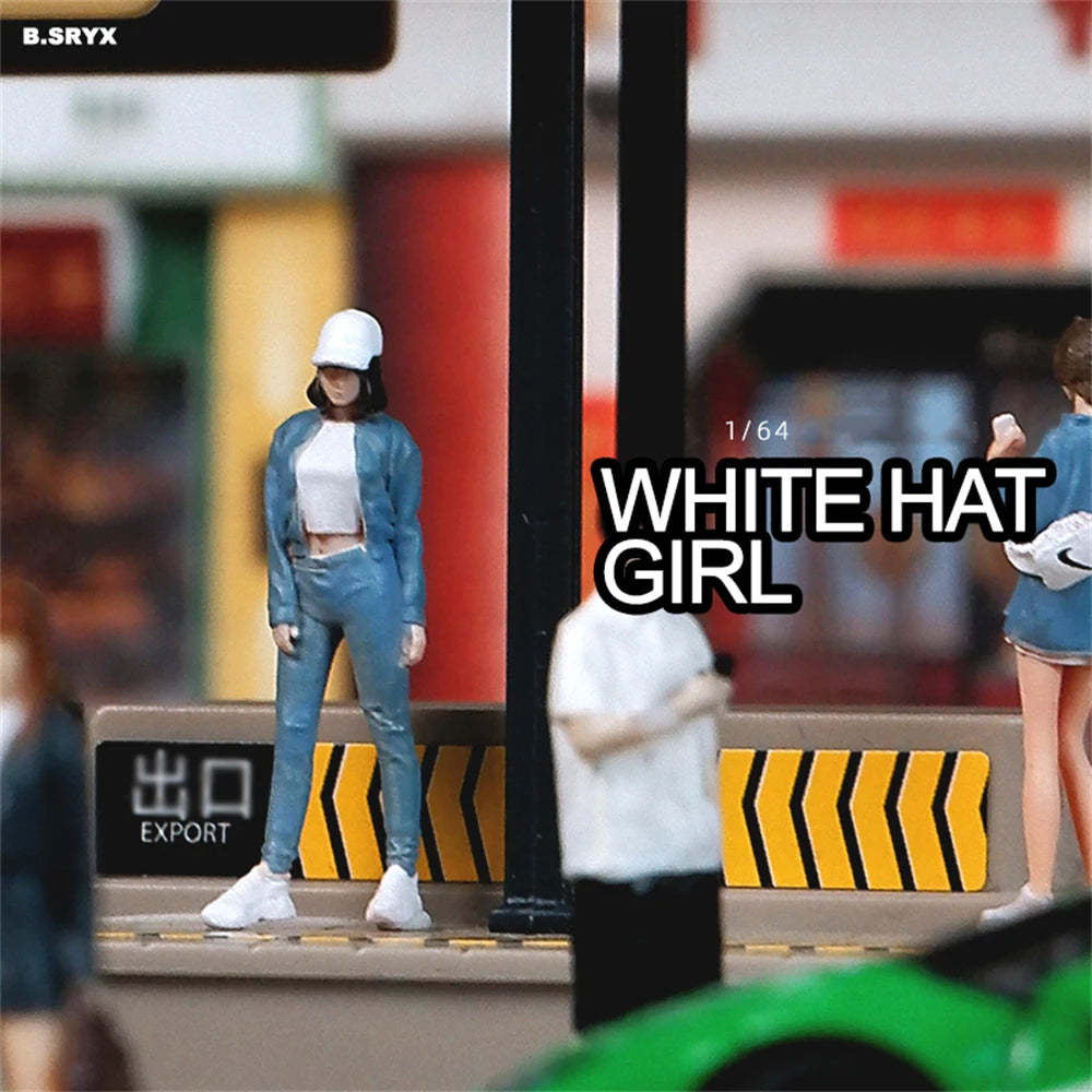 Kicarmod 1/64 Scale Model Figurine the Girl in the Denim Suit Figure Miniature Doll Model of in Scale Diecast Model