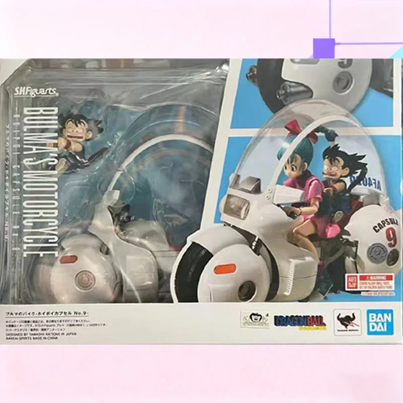 In Stock BANDAI Original S.H.Figuarts DRAGON BALL BULMA  AND MOTORCYCLE SHF Action Figure Model Gift for Kids Foam Box Packaging