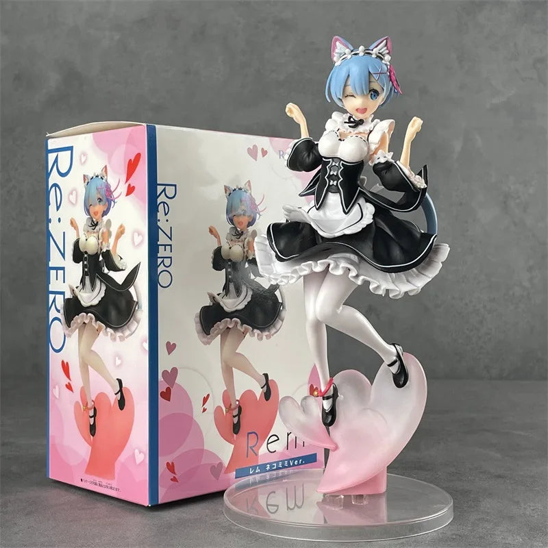 A box set of anime model figurines of Rem's cat-eared scene in a new world from scratch