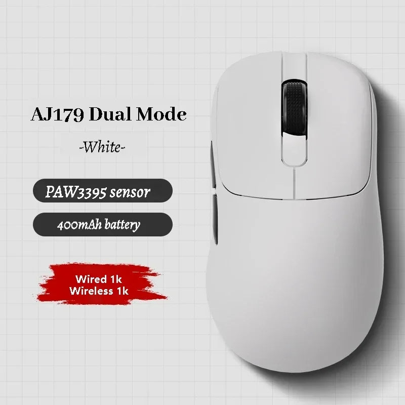 AJAZZ AJ179 Apex Wireless Three-mode Gaming Mouse PAW3395 Sensor 26kPDI Manual Engineering Wired Lightweight Mouse Accessories