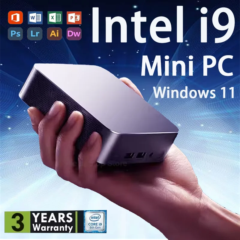 Tragbarer Mini-PC-Gamer Intel Core i9 8950HK Windows 11 Mini-Computer 16 GB DDR4 512 GB 1 TB SSD 1000 M Ethernet Gaming-PC-Desktop 