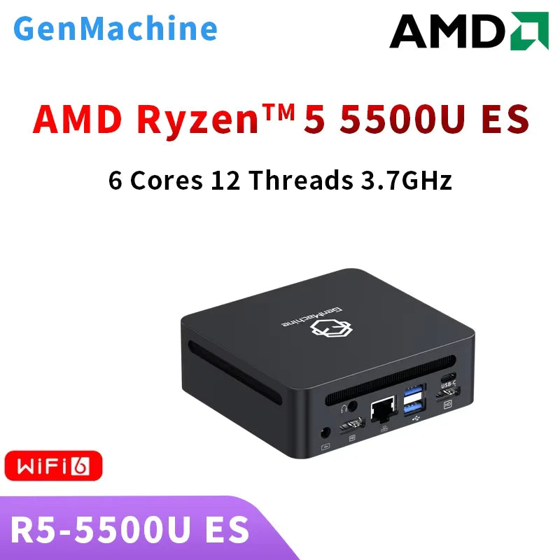 GenMachine Mini PC Windows 11 Ryzen 4500U 4600H 4700U 4800H 5500U 5600H ES DDR4 3200mhz WiFi6 diy gaming computer gaming pc
