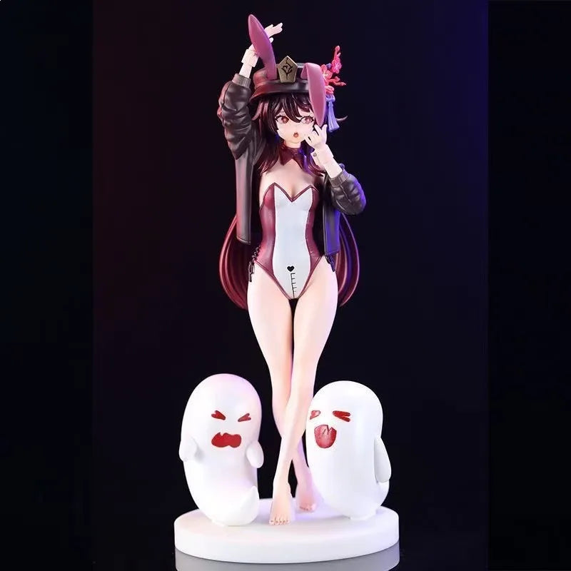 Hu Tao Bunny Girl Standing Figure Anime Game Periphery Boxed Pvc Collectible Model Desktop Ornament For Adult Collectors