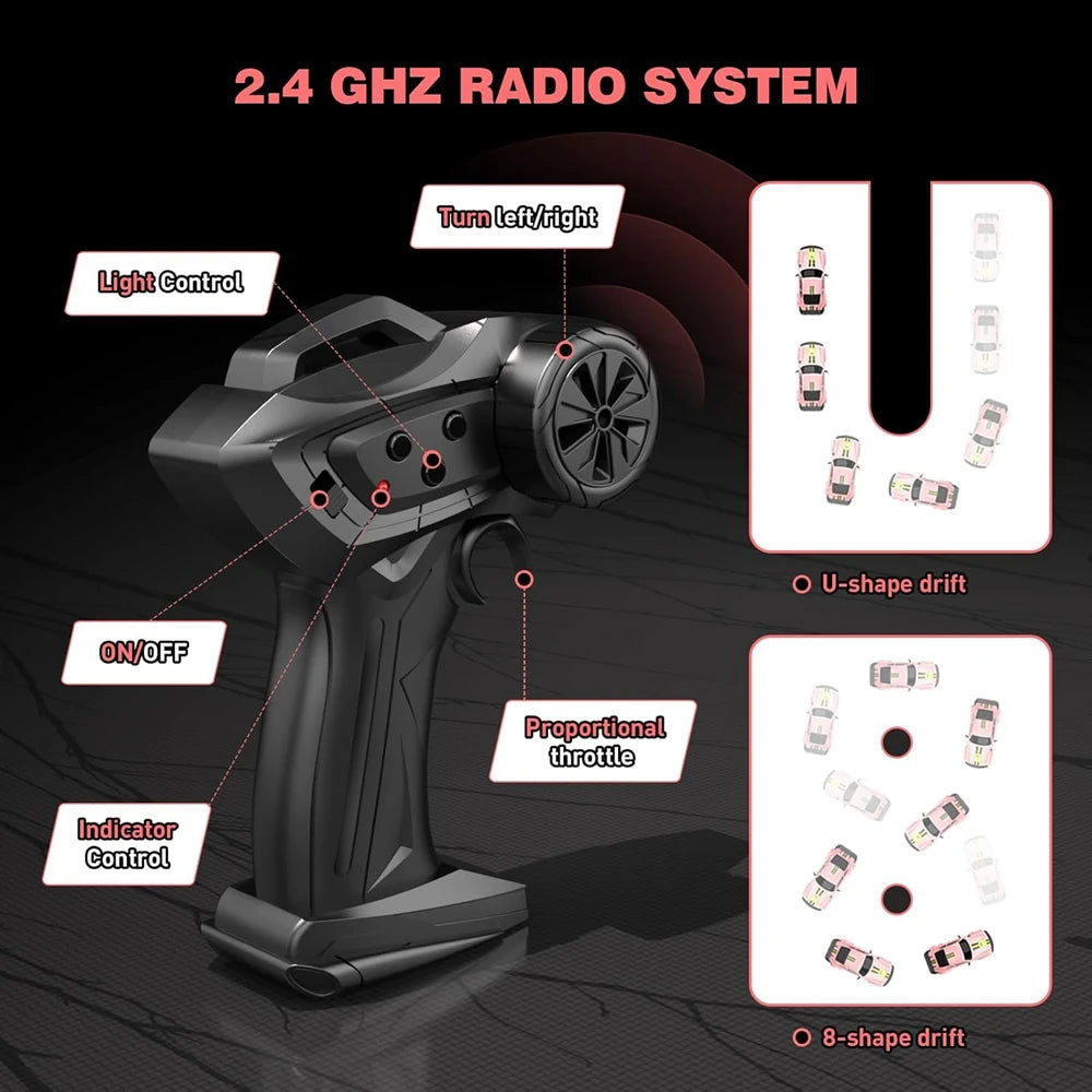 Remote Control Car RC Drift Car 2.4GHz 1:20 4WD 20KM/H High Speed Vehicle with LED Lights Racing Toy for Children Kids Adults