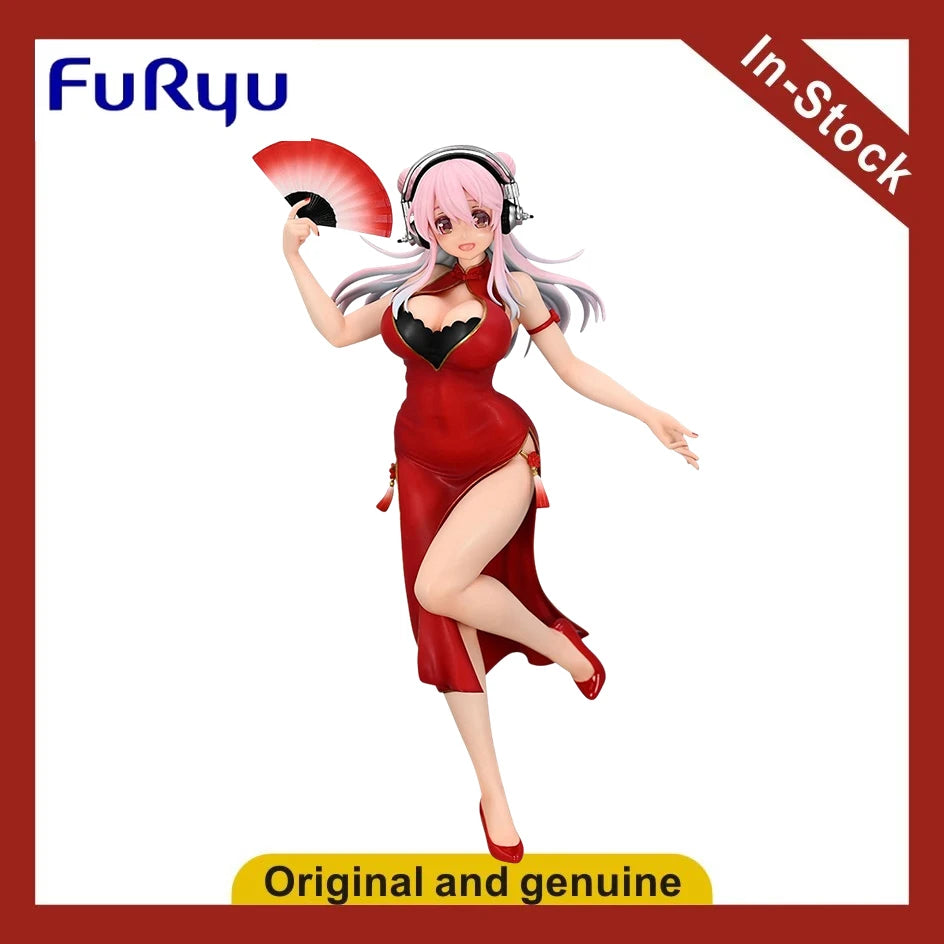 In Stock Original FURYU Super Sonico Trio-Try-iT Toy Doll-cheongsam Style Anime Doll Hand Figures Model Toy Gift Ornament