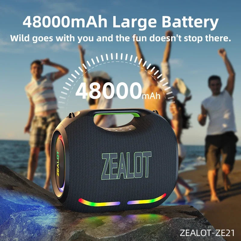 ZEALOT-ZE21 250W Big Power Wireless TWS Subwoofer Bluetooth Speaker High Volume Waterproof Portable Mobile Power HIFI Sound