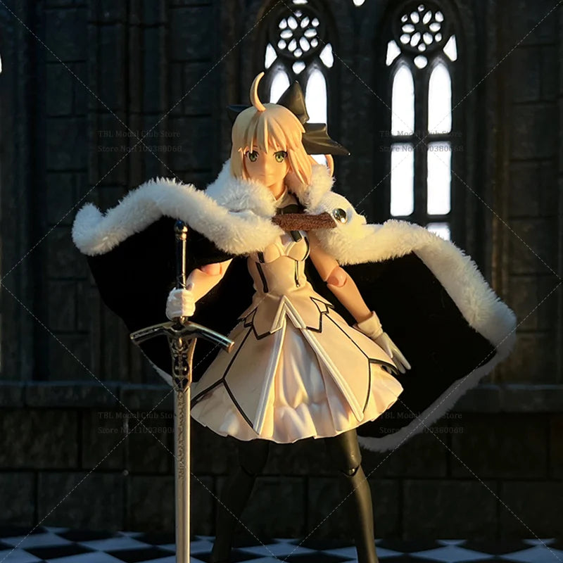 1/12 Scale Female Clothes Cloak Zero Artoria Pendragon Saber Lily Japanese Anime For figma 6-inch Action Figure Soldier Scene