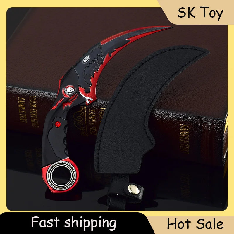 18 см син драконов нокът, нож, златен дракон, карамбит, игра, нож за меле, играчка, меч, метално оръжие, модел, кобур, версия, занаятчийски подаръци