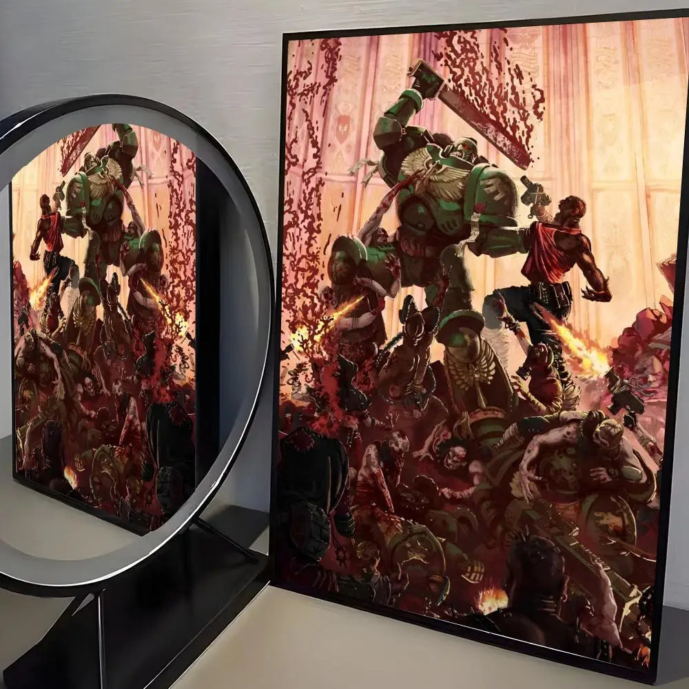 W-Warhammer Game 40K Poster Perfect Sticker Self Adhesive Art Designed for Home Dining Office Spaces