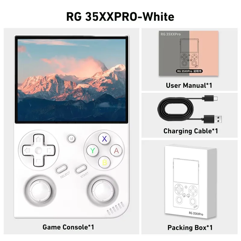 Handheld Retro Game Console 3.5 Inch IPS Screen Linux System Built-In 64G TF Card