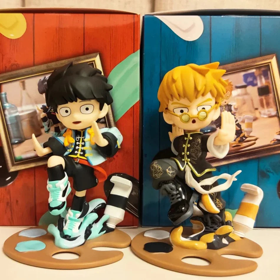 In Stock Original Mob Psycho 100 Anime Figures Gk Reigen Arataka Q Edition Kawaii Palm Series Model Doll Desktop Ornament Gifts