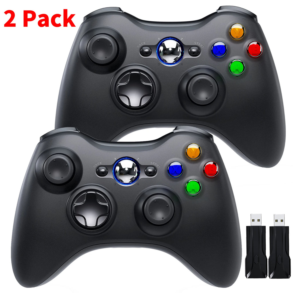 2 Pack Controller For Xbox 360/Slim/PC/Winodow 7/8/10 Wireless Gamepad Gaming Joystick 6-axis Dual Vibration Video Game Rocker