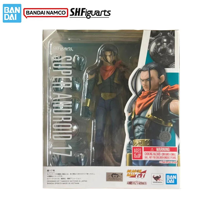 Bandai Original Dragon Ball GT Modellbausatz Anime Figuren SHF Super Android 17 Actionfiguren-Sammlung Modell für Kinderspielzeug Geschenke