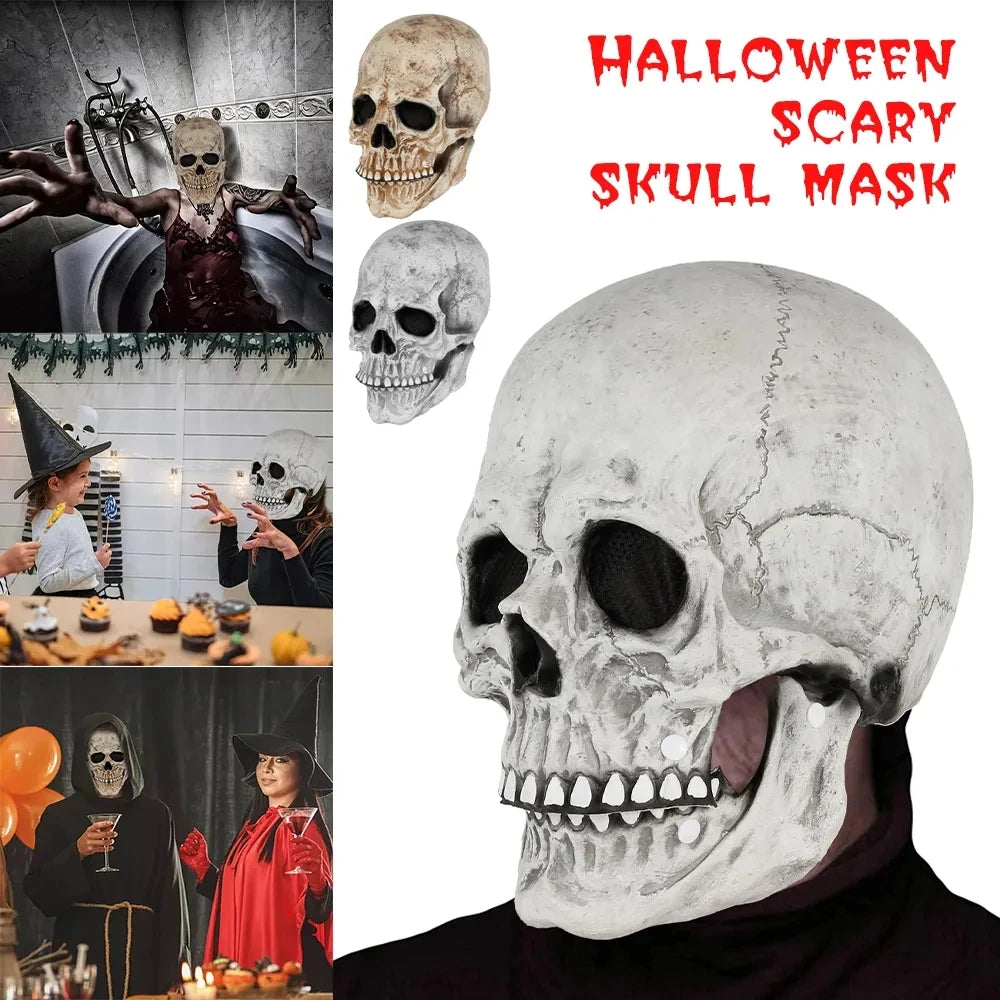 Halloween Mask Movable Jaw Full Head Skull Mask Halloween Decoration Horror Scary Mask Cosplay Party Decor Skull Helmet 2023