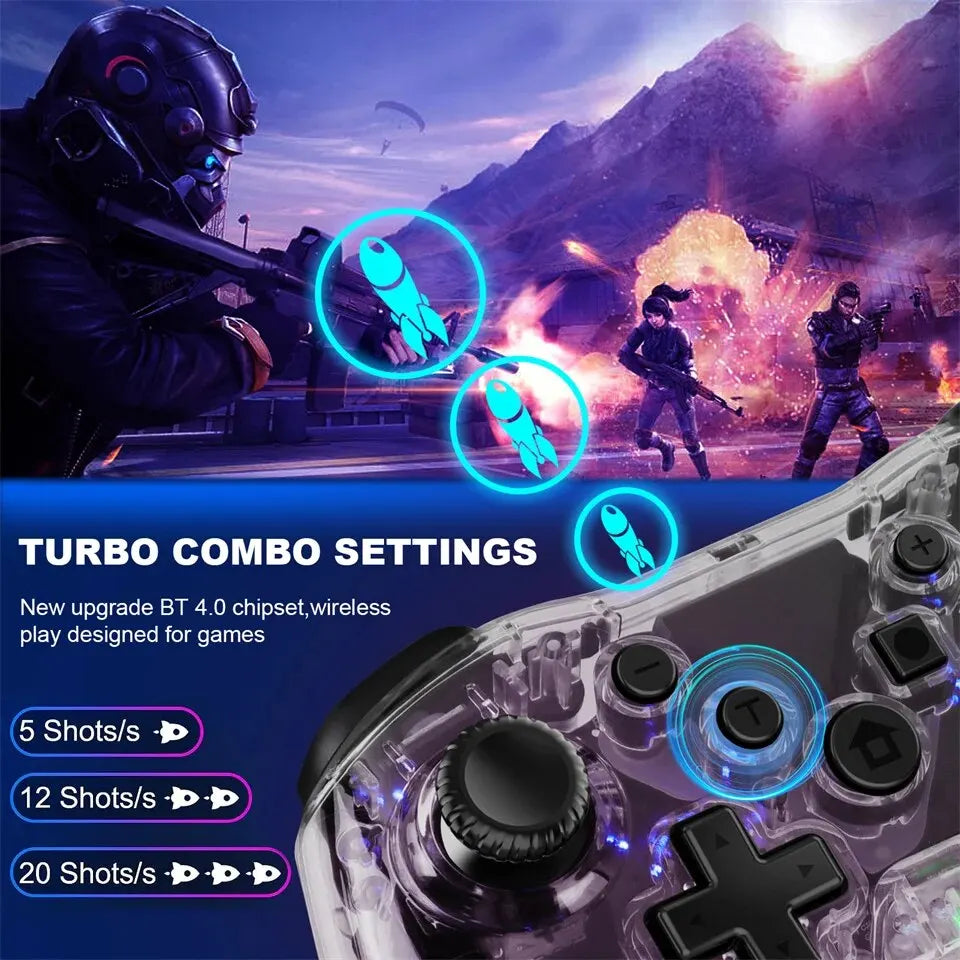 GAMINJA MG35 Wireless Gamepad RGB Light Bluetooth Controller For Nintendo Switch PS3 Smart Phone PC Joystick With Phone Holder
