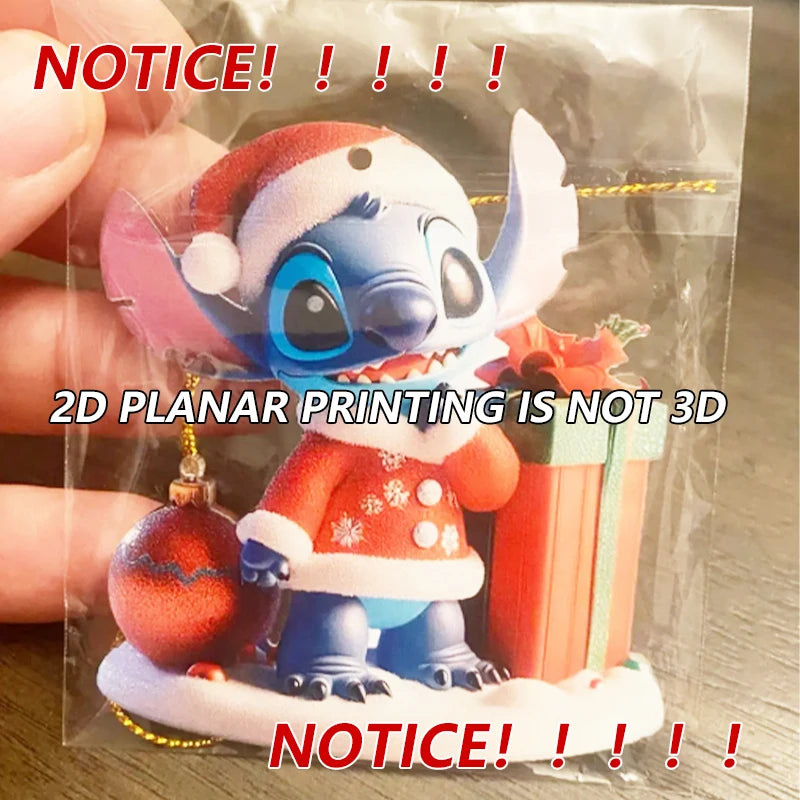 8cm Kawaii Anime Lilo&Stitch Acrylic Christmas Decoration Stitch Christmas Tree Home Hanging Car Bag Accessories 2D planar print