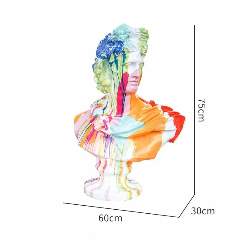 75CM David Bust Head Portraits Figurines Sculpture Michelangelo Resin Apollo Statue Nordic Decor Large Size Graffiti Art Crafts