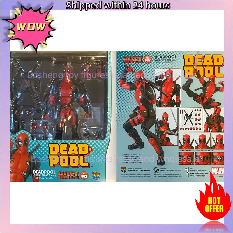 Original Medicom Toy Reissue Mafex 082 Deadpool Gurihiru Art Ver No.082 In Stock Anime Action Collection Figures Model Toys