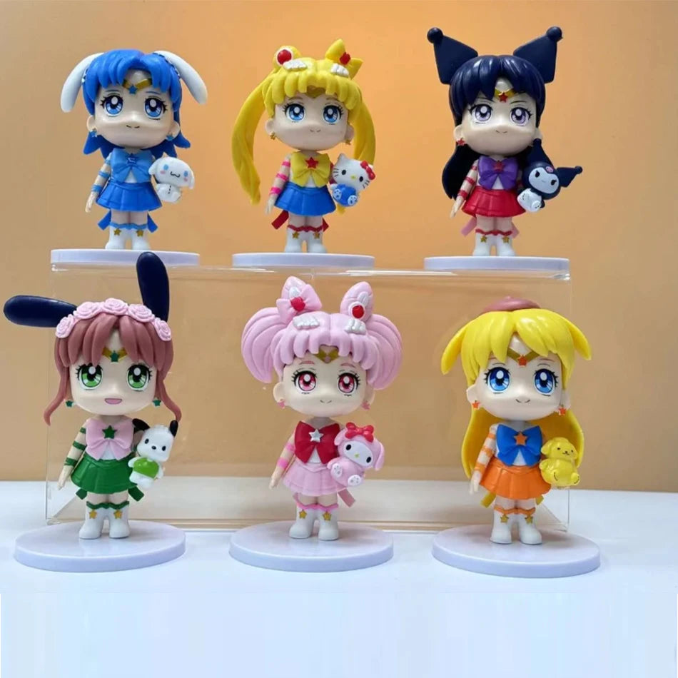 7cm Sailor Moon Anime Figure Tsukino Usagi/Chibiusa/Kino Makoto Action Figure Sailor Mars Jupiter Mercury Venus Figurine Kid Toy