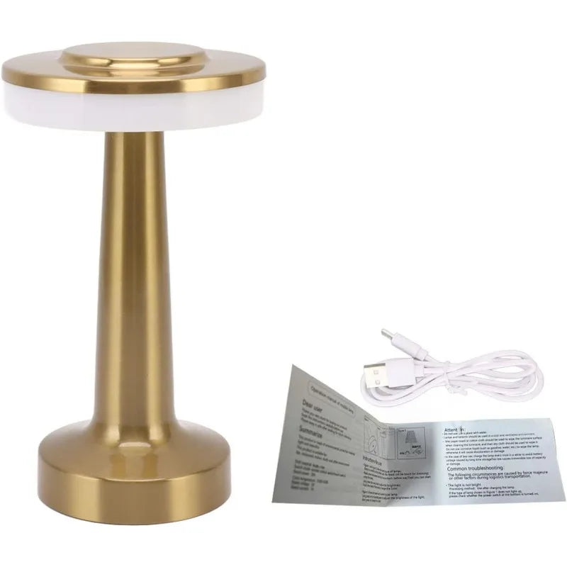 Metal Desk Lamp USB Rechargeable Portable Mood lig Touch Table Lamp Bedside Night Light for Bar KTV Hotel Coffee Shop Bedroom