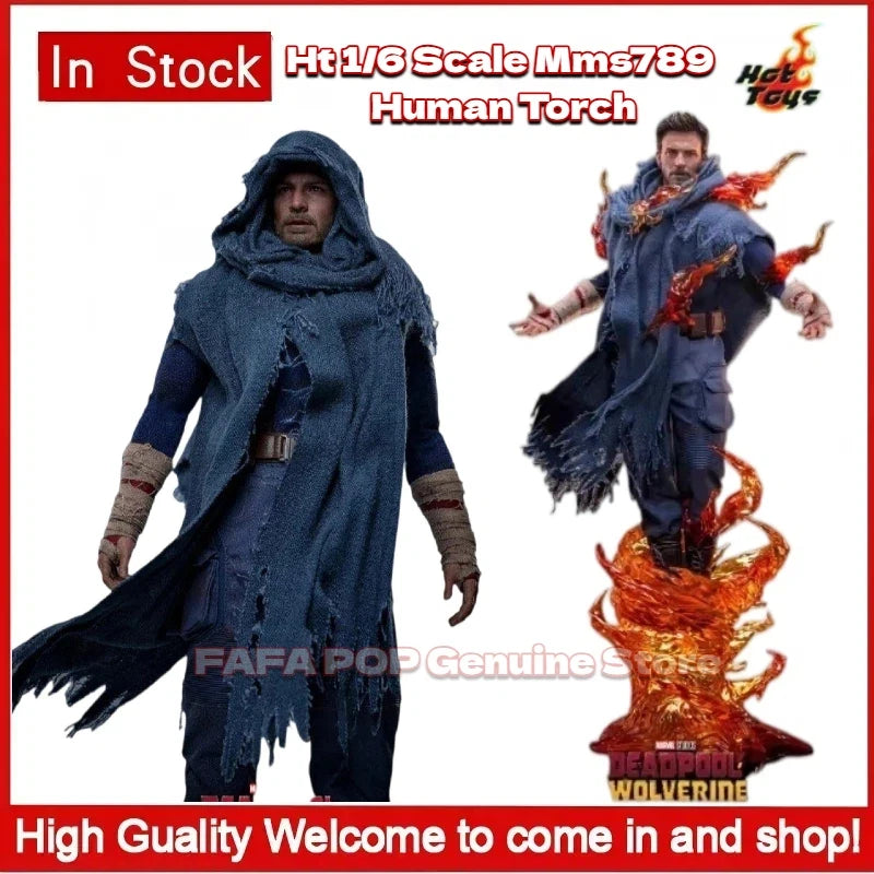 Genuine Hottoys Ht 1/6 Scale Mms789 Human Torch Collectible Figure Marvel Deadpool & Wolverine Model With Replaceable Heads