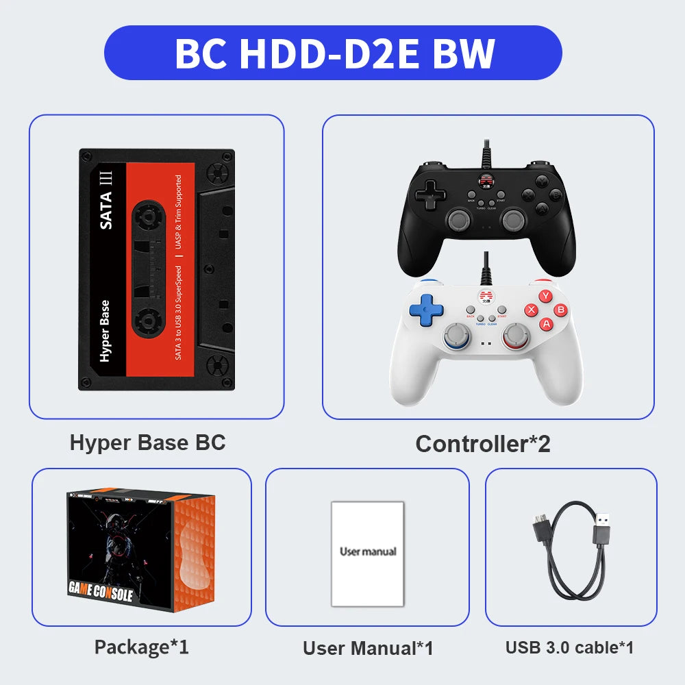 Portable External 2T HDD Batocera 35 Built in 52000+Games For PS3/PS2/Wii/WiiU/DC/N64/MAME/SS Game Console for Windows PC/Laplop