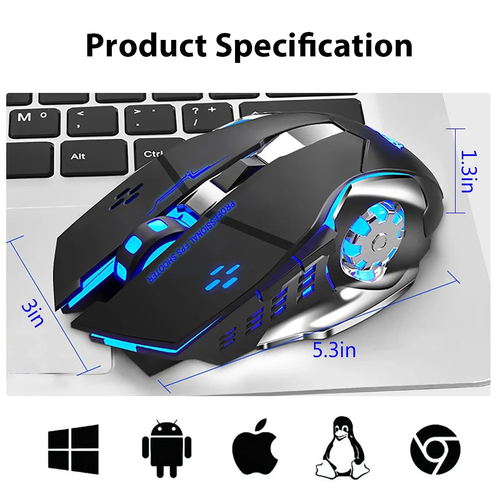 Gaming-Maus, 2,4 G Bluetooth, kabellose, wiederaufladbare Maus für Laptop, RGB-Hintergrundbeleuchtung, mechanische E-Sport-Maus für PC-Computer-Gamer