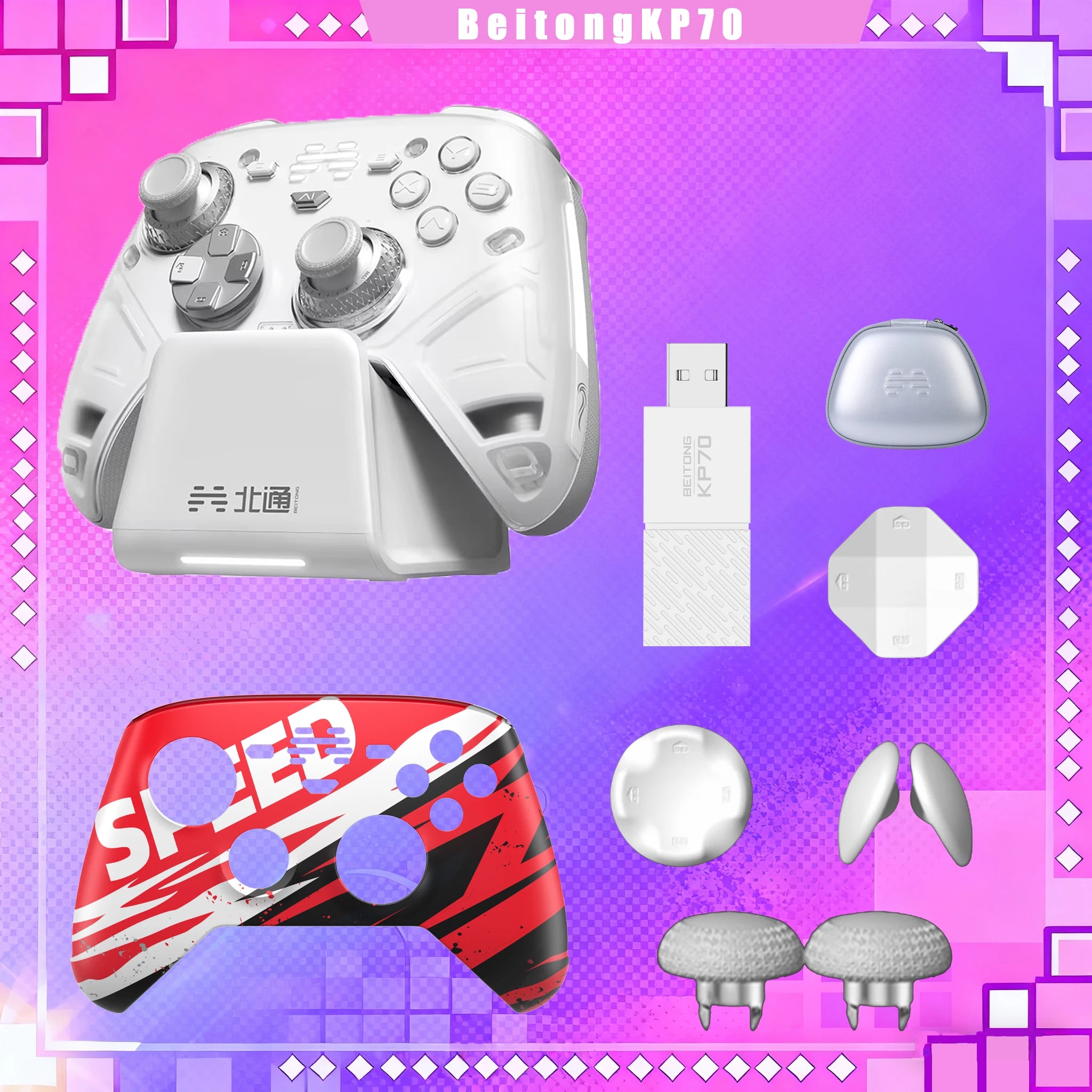 Beitong KP70 Elite Wireless Controller Combo with AI Control & Adaptive Triggers,for Switch/Switch 2/PC/iOS/Android Mobile Phone
