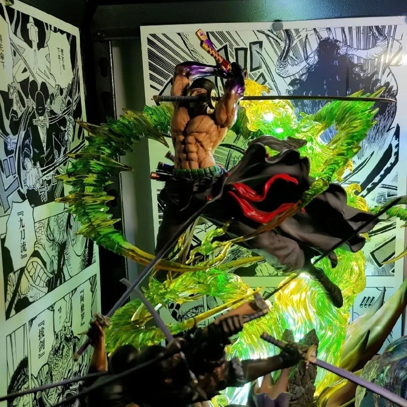 40cm One Piece Figure Roronoa Zoro Can Glow Anime Collection Model Desktop Ornament Decorations Holiday Gifts Children Toys