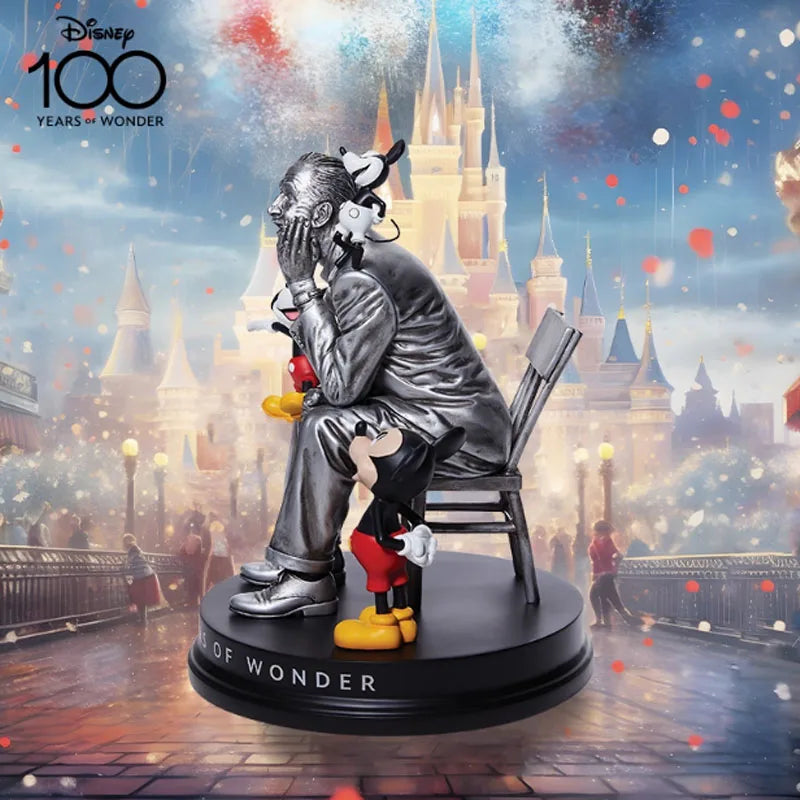 Disney Original Garage Kit Mickey Mouse The 100th Anniversary Ornament of Walt and Mickey Anime Figures Toys for Boys Gift Model