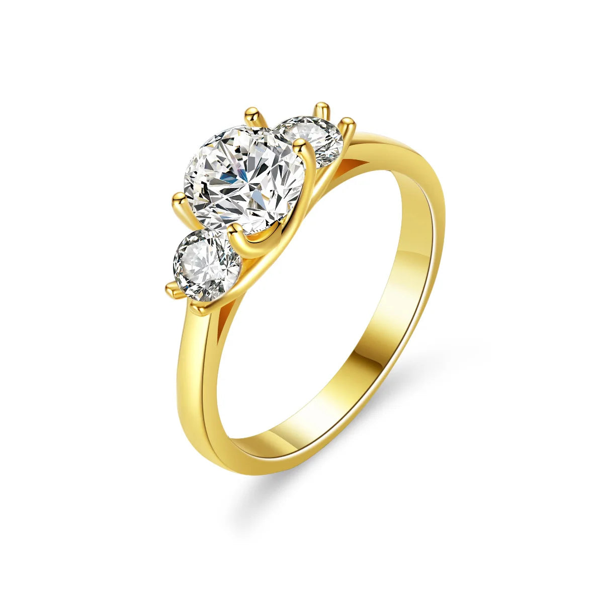 Women's 24K AU999 Gold Ring - 1 Carat 6.5MM Round Moissanite, Elegant Jewelry Piece