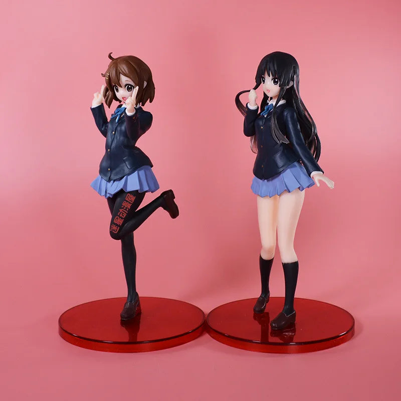 20 см K-ON！, K-ON！ Аниме фигурки Хирасава Юи Акияма Мио Униформи Красиво момиче Каваи екшън фигурка PVC модел кукла играчки подарък