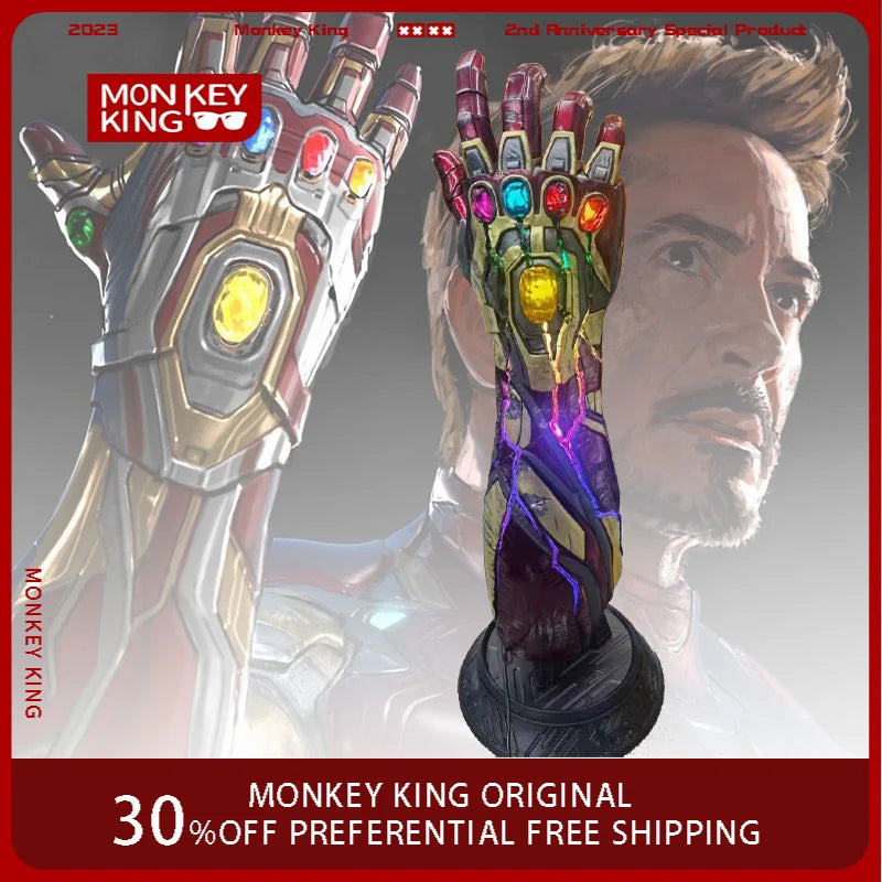 1/1 Marvel Comics Figure Iron Man Infinity Gauntlet Can Glow Resin Anime Model Desktop Ornaments Holiday Gifts Children Toys