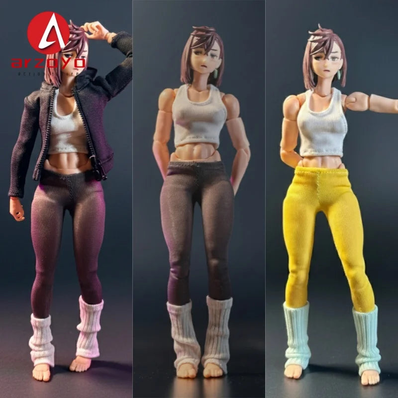 1/12 Scale Vitality Sports Tank Top Yoga Pants Stacked Socks Set Clothes Model Fit 6" Nt-04 Romankey Action Figure Body Model