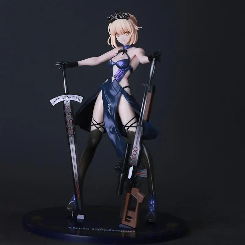 Fate Black Saber Altria Pendragon Holding Gun Fgo Pvc Figure Anime Collectible Desktop Ornament For Adult Anime Hobby Collectors