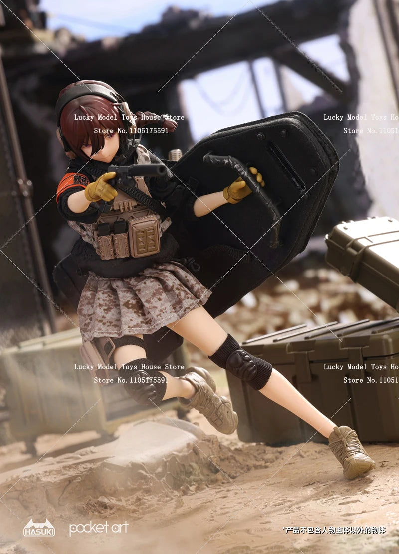 HASUKI Series Pocket Art PA004 1/12 Heavy Shield Holder Guardian Uzukirei Action Figure Movable Delicate 6" Female Soldier Doll