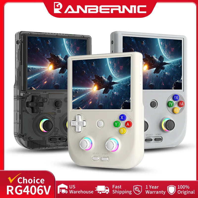Anbernic RG 406V Retro Handheld Games Console 4"IPS Multi-touch WIFI RGB Ligh 3D Hall Joystick 5500mAh RG406V Video Games Player