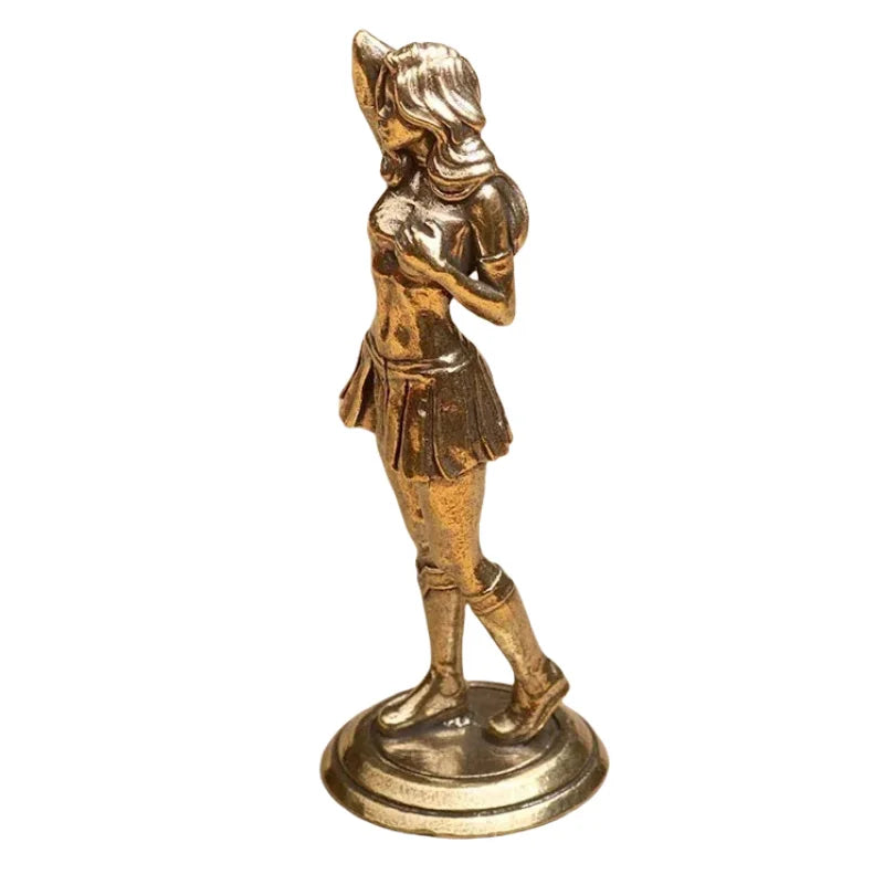 Solid Copper Woman Statue Bikini Women Brass Figurines Sexy Girl Woman Statuette Beauty Crafts Collection Model Gifts For Friend