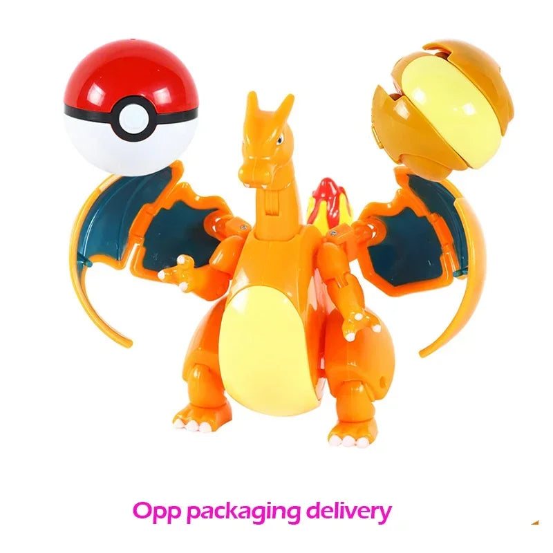 Pokemon Action Figure Transformer Doll Pokeball Figurine Poke Ball Deform Pikachu Greninja Lucario Mew Snorlax Lapras Kids Toy