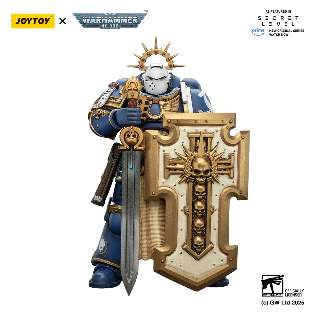 [IN STOCK]JOYTOY Warhammer 40K 1/18 Action Figures Ultramarines Levantus with Power Sword, Stormshield and Bolt Pistol