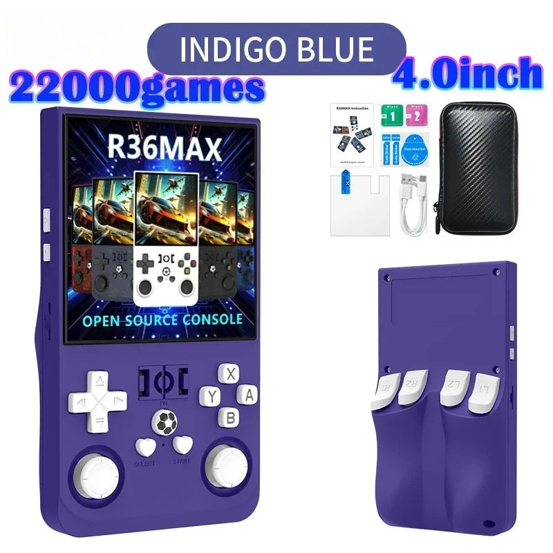 R36MAX Game Console 64GB 128GB 18000+GAMES Linux System 4.0inch K36 vs R36S 3.5inch Pocket Video Player No Download Required