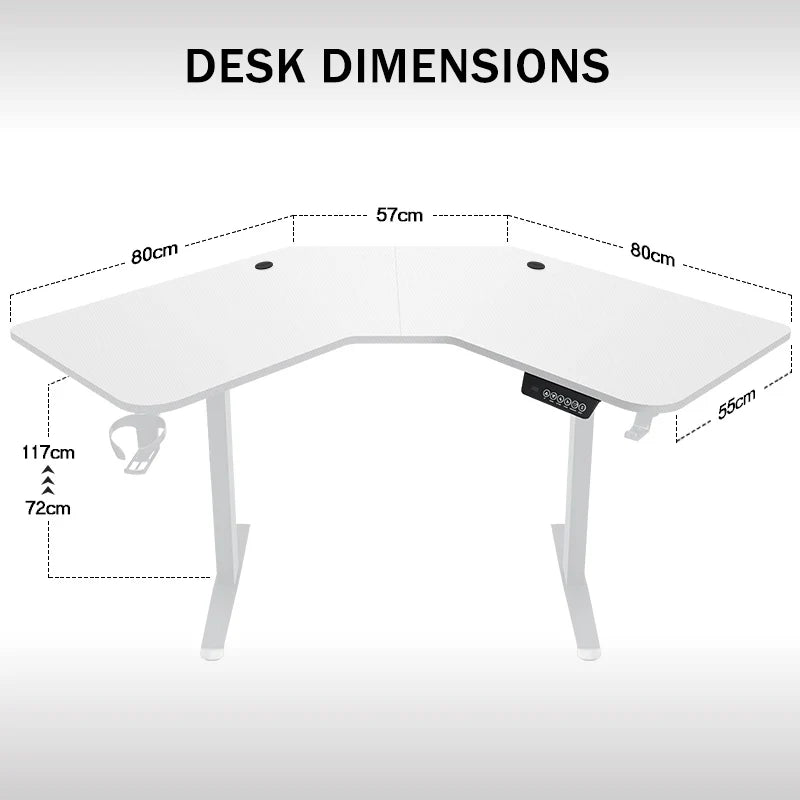 Höhenverstellbarer Schreibtisch, L-förmiger elektrischer Stehschreibtisch für das Studium, Esports, StandUp-Eckcomputerschreibtisch, Home-Office, Sitz-Steh-Schreibtisch