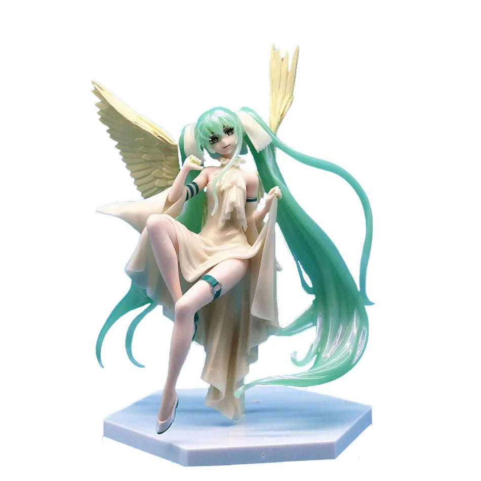 New 22cm Anime Hatsune Miku Figure Sexy Character Ornaments white pink chair Kawaii Car Decoration Collectible Model gift