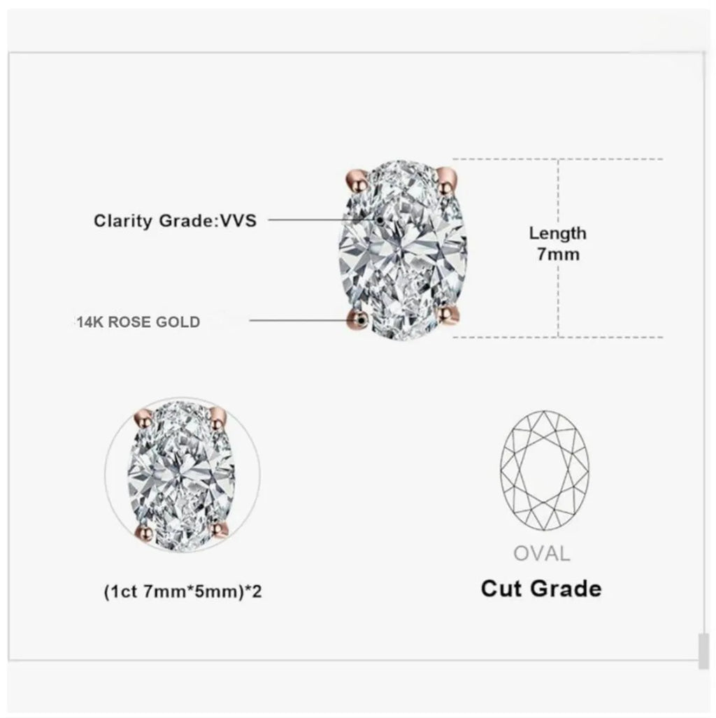 14K gold physical real gold laboratory grown diamond IGI 0.5CT oval diamond stud earrings fine jewelry Customized wholesale