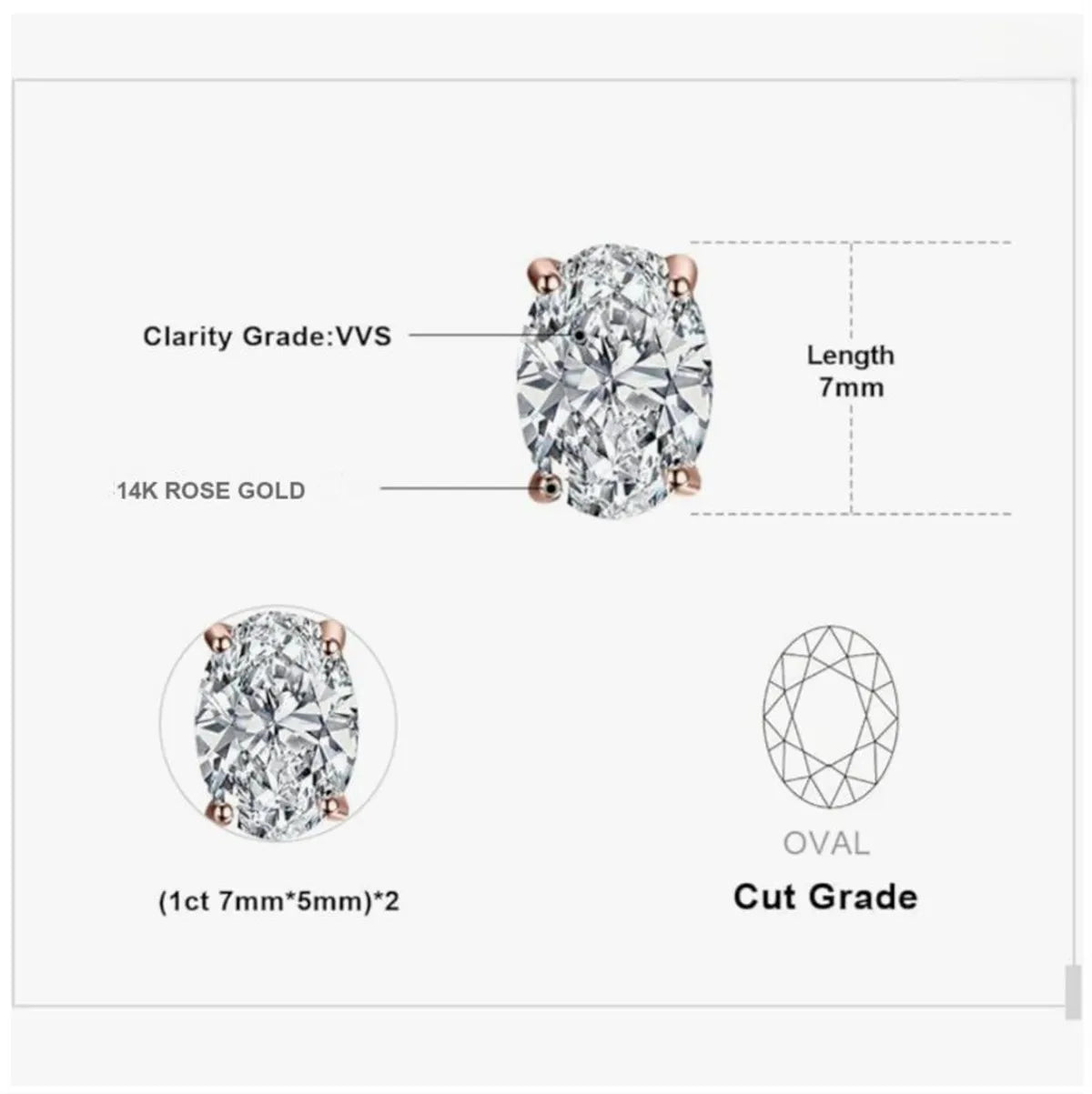 14K gold physical real gold laboratory grown diamond IGI 0.5CT oval diamond stud earrings fine jewelry Customized wholesale